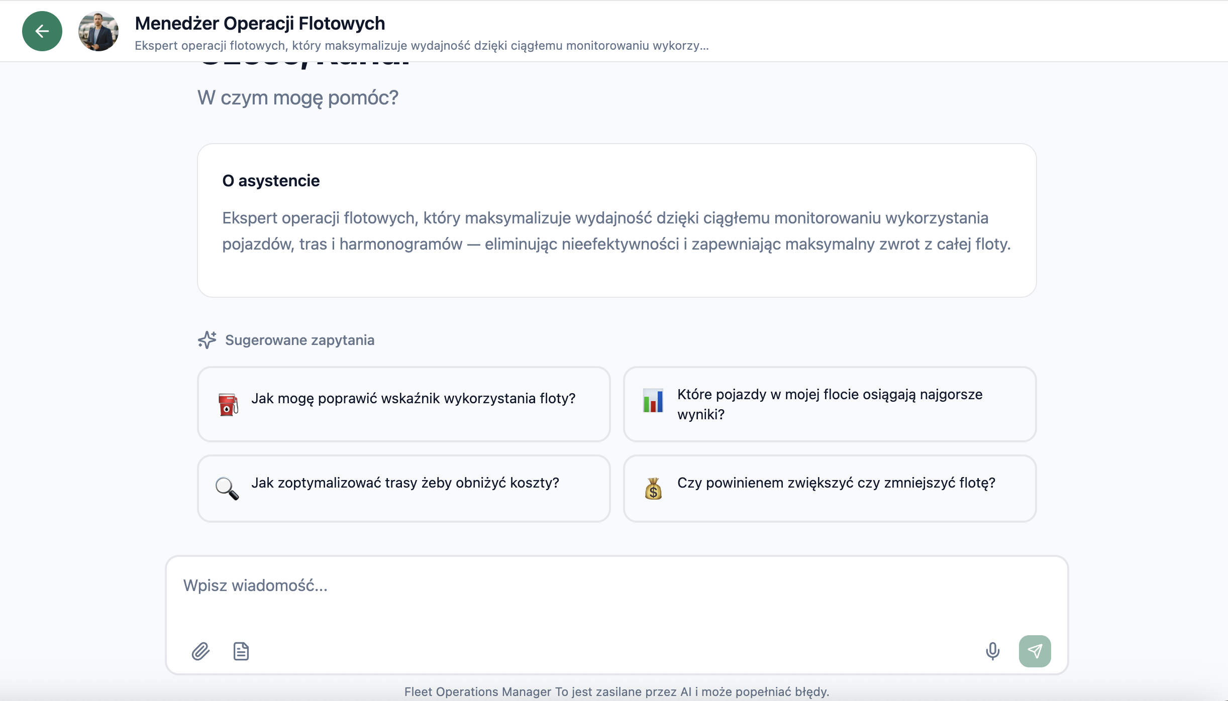 FleetFlow Grupa Asystentów AI - Zespół inteligentnych asystentów AI do automatyzacji zarządzania flotą, analizy danych, raportowania i obsługi zadań operacyjnych